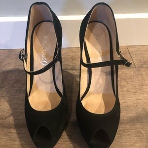 Boutique9 Look Good Heels US 7M Black Peephole Suede Heels. Pre-owned EUC